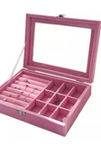 Jewelry Storage Organizer Box with Lock | Synthetic Leather & Velvet | Multi functional Gift for Women | Random Colour