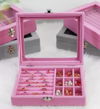 Jewelry Storage Organizer Box with Lock | Synthetic Leather & Velvet | Multi functional Gift for Women | Random Colour