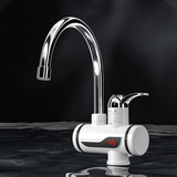 Sherice Instant Electric Heating Faucet: Tankless Hot Water Tap with Digital LED Temperature Display and Rotating Swivel Spout for Kitchen and Bathroom