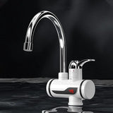 Sherice Instant Electric Heating Faucet: Tankless Hot Water Tap with Digital LED Temperature Display and Rotating Swivel Spout for Kitchen and Bathroom